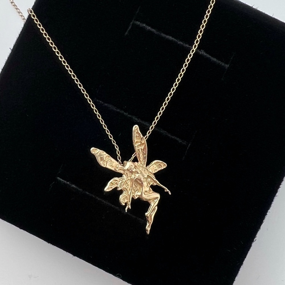 Vintage Tinkerbell 14k Gold Charm Necklace